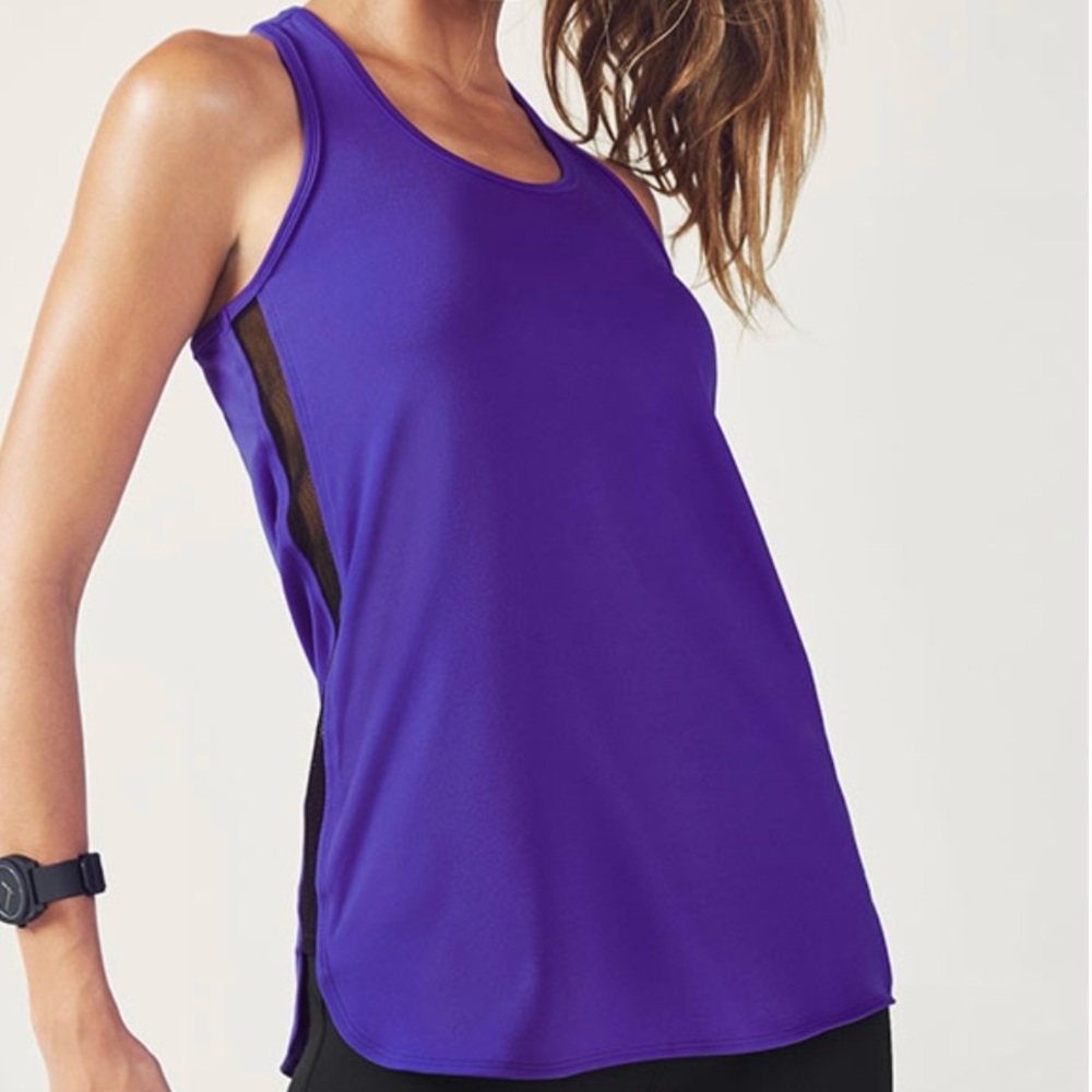 FABLETICS Purple Blue Black Karlie Tunic Tank Side Mesh Active Top Size Medium